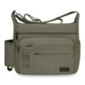 Herren Canvas Umhängetasche Mehrfachtaschen Freizeittasche Vintage Schultertasche - L / Armeegrün