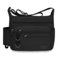 Herren Canvas Umhängetasche Mehrfachtaschen Große Kapazität Schultertasche Schwarz - L / Schwarz