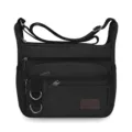Herren schwarze Segeltuch Umhaengetasche Multi Layer Schultertasche grosse Kapazitaet Freizeittasche - S / Schwarz
