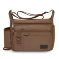 Braune Canvas Herren Umhängetasche Mehrfächer Messenger Bag Freizeit Vintage Tasche - M / Kaffeebraun