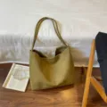 Retro geweven schoudertas voor dames, elegante minimalistische olijfgroene tas. - Groen