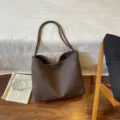 Retro geweven schoudertas casual chique okseltas vintage stijl bruine handtas dagelijks - koffiekleur