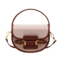 Women Contrast Canvas Saddle Bag Fashion Top Handle Shoulder Crossbody Handbag Daily Wear - Brown
