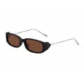 Lunettes de soleil carrées tendance pour hommes avec monture noire et verres marron. - Style à Petit Cadre Carré / Thé Noir (C2)