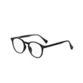 Classic black round frame fashion glasses for men, vintage optical eyewear with clear lenses. - Glossy Black Frame White To Gray