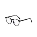 Classic black round optical glasses frame with retro metal rivet details for daily wear. - Matte Black Frame White To Gray