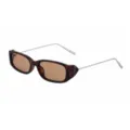 Lunettes de soleil rectangulaires tendance avec monture écaille et fines branches en métal argenté. - Style à Petit Cadre Carré / Léopard Écaille Thé Clair (C4)