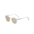 Stylish transparent frame oval sunglasses with UV protection lenses for men fashion wear. - Transparent White Frame To Light Tea
