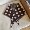 Knit polka dot triangular scarf cozy retro style stylish winter warm neck wrap shawl accessory - Geometric Blue / Coffee