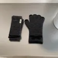 Conjunto de bufanda de punto de rayas y guantes táctiles para mujer accesorios de invierno - Conjunto de Bufanda y Guantes / Negro y Gris