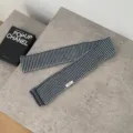 Bufanda de punto a rayas elegante para mujer, accesorio de invierno cálido y suave, versátil. - Solo Bufanda / Azul