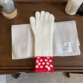 Knitted warm gloves with polka dot long cuffs winter thermal cozy apparel accessories for women - Gloves / Ambient Red