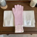 Pink polka dot knit gloves warm winter gloves stylish cute knit mittens accessories - Gloves / Pink