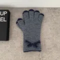 Guantes de punto a rayas para mujer con lazo bonito guantes de invierno cálidos chic. - Solo Guantes / Azul