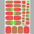 Faux ongles d'orteils adhésifs imperméables avec motifs floraux, pois et paillettes. - Style Patchwork Paillettes Rouge Vert (FH26002)