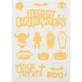 Autocollant de tatouage temporaire pailleté Halloween citrouille fantôme chauve-souris. - Style Citrouille Fantôme Paillettes Jaunes (FDG-26001)