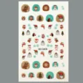 Autocollants d'ongles de Noël pour enfants mignon cerf flocon variante modèle un style - Style Hibou de Noël Dessin Animé (CD3-26078)