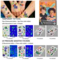 Enfants espace tatouages temporaires et autocollants luminescents, ensemble imperméable. - Thème de l'Espace / TTS-26A001-TTS-26A008