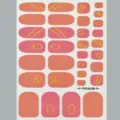 Stickers pour ongles d'orteil roses et pêches avec des lignes dorées, auto-adhésifs. - Style Ligne Dorée Abstraite Rose Pêche (FH26008)