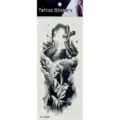 Autocollant de tatouage de bras religieux noir et blanc avec Vierge Marie et croix. - Motif Madone Religieuse (K4-26004)