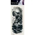 Autocollant de tatouage dinosaure noir et blanc imperméable temporaire pour bras. - Motif Paysage de T-Rex (K4-26005)