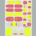 Été floral pois ongles d'orteils autocollants rose poudré marguerite imperméable adhésif - Style Flocon Grille Rose Jaune (FH26012)