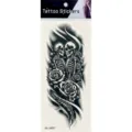 Autocollant de tatouage demi-bras squelette rose noir et blanc, art corporel étanche. - Motif Crâne Rose (K4-26007)