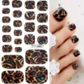 Autocollants d'ongles d'orteils léopard, faux ongles étanches auto-adhésifs pour femmes. - Motif Léopard Cyan (FTT-26003)