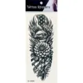 Autocollant de tatouage demi-bras noir et blanc avec motif d'aigle et de fleurs pour le corps. - Motif Aigle Fleur (K4-26008)