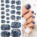 Stickers Ongles de Pieds Léopard Bleu Imperméables Autocollants Nail Art pour Femmes - Motif Léopard Bleu (FTT-26004)