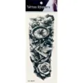 Grand tatouage temporaire imperméable noir blanc avec boussole, ancre et rose. - Motif Boussole Nautique (K4-26010)