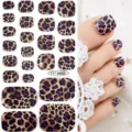 Autocollants d'ongles d'orteil imprimé léopard violet, faux ongles autocollants de fête. - Motif Léopard Violet (FTT-26005)