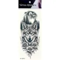 Autocollant de tatouage temporaire loup forêt, design imperméable noir et blanc pour bras. - Motif Loup Alpha Forêt (K4-26013)