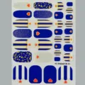 Autocollants pour ongles d'orteils bleus et blancs avec des motifs de cœurs et rayures. - Style Pois Rayure Cœur Rouge Bleu (FH26018)