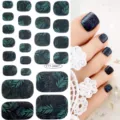 Stickers pour ongles d'orteils imperméables feuille tropicale sombre art autocollant - Feuilles Tropicales Sombres (FTT-26007)