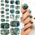 Autocollants d'ongles d'orteil feuille de monstera vert imperméable pour fête d'été. - Feuilles Vertes Monstera (FTT-26009)