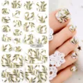 Stickers pour ongles d'orteils à motif de feuilles d'or, adhésifs imperméables pour femmes. - Lignes de Feuilles Or Noir (FTT-26010)