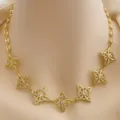 Gold plated witch knot necklace with sparkling zircon stones, retro style jewelry SKU variant. - Witch Knot Necklace (3) / 18K Gold