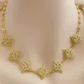 Gold plated witch knot zirconia necklace, elegant vintage style link chain jewelry. - Witch Knot Necklace (8) / 18K Gold