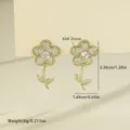 Boucles d'oreilles clous zircone fleur douce, bijoux de mode design fleur suspendue élégante. - Style Floral Frais (EH1342) / Or 14 carats