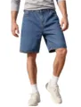 Heren casual losse denim korte broek rechte pijp blauw zomer streetwear comfortabele jeans - 33 / Bottoms / Donkerblauw