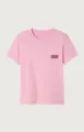 Camiseta rosa clásica de algodón de manga corta con estampado de letras en el pecho mujer - S / Tops / Rosa