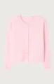 Pink knitted cardigan for women, soft crewneck long sleeve sweater with button closure. - Lotus Pink