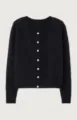 Women v-neck knit cardigan sweater long sleeve button down soft texture solid color autumn top - Black