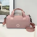 Pink canvas duffel shoulder pillow bag casual travel commuter crossbody handbag for women - Pink