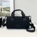 Black casual crossbody pillow bag with top handles, lightweight daily commuter handbag. - Black