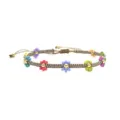 Braccialetto di perline intrecciato a mano bohémien con fiori di margherita colorati. - Margherita Multicolore (BLS260017A)