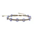 Braccialetto dell'amicizia intrecciato regolabile con perline fatte a mano boho con fiori blu. - Margherita Blu Chiaro (BLS260017F)