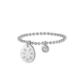 Bague en argent sterling 925 avec pendentif lettre et oxyde de zirconium principal - Bague à Billes Or Blanc MMR526 / Taille 6