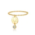 Bague en perles plaquée or avec pendentif éternel rond et zircone cubique brillante - Bague à Billes Or 18K MMR527 / Taille 6